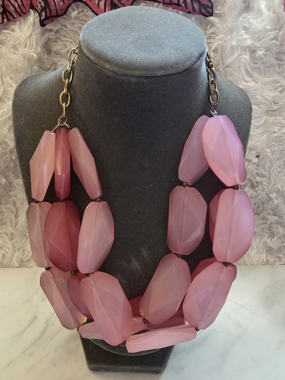 Chunky Pink Statement Necklace - Women Jewelry